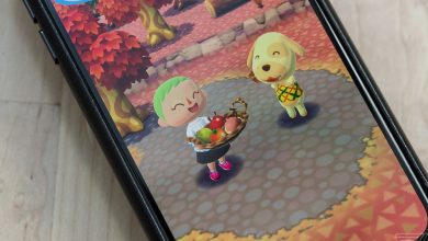 A phone on a table playing Animal Crossing: Pocket Camp.