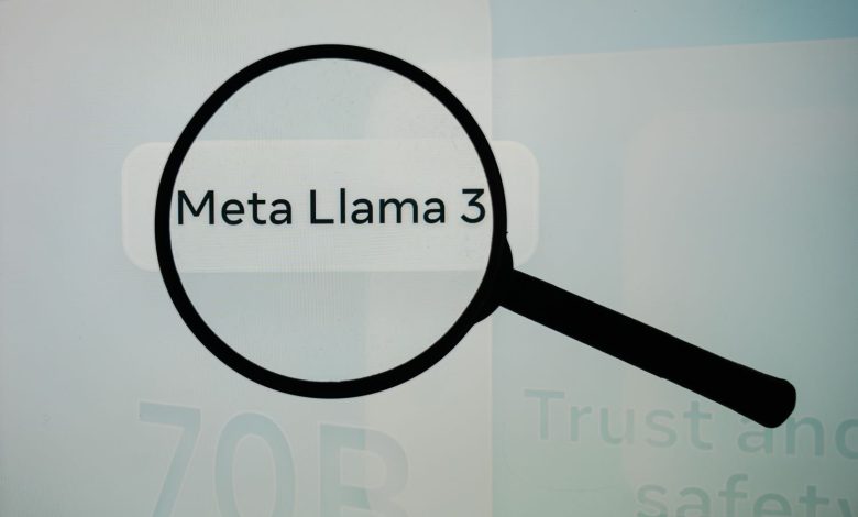 A magnifying glass over the phrase Meta Llama 3