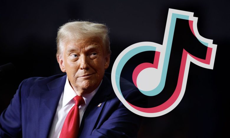 Trump and TikTok logo