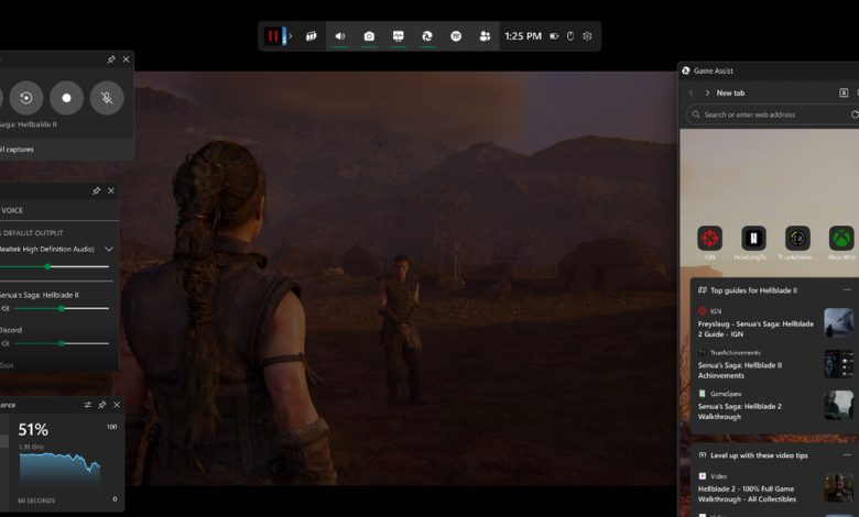 Screenshot showing the new Game Assist browser overlay as it appears on top of Hellblade II.