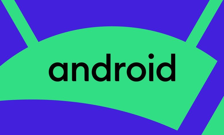 Android logo on a green and blue background