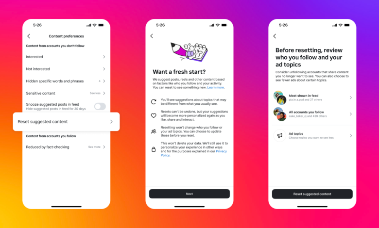 Instagram will let users 'reset' their recommended content