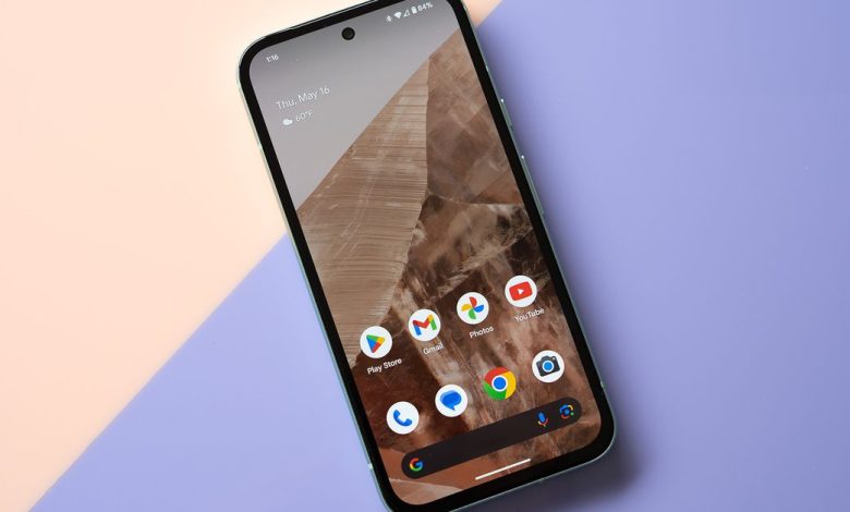 Google Pixel 8A showing homescreen.