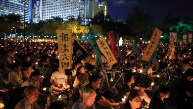 Tiananmen square 25th anniversary vigil candle light in Hong kong