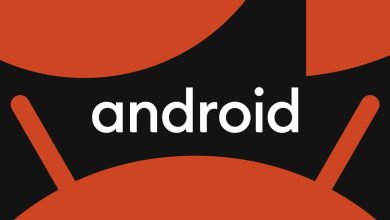 The Android logo on a black backdrop, surrounded by red shapes that resemble the Android mascot.