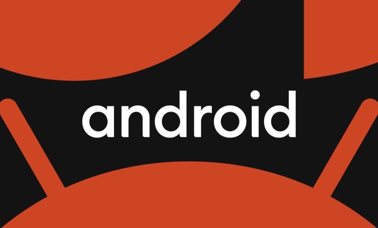 The Android logo on a black backdrop, surrounded by red shapes that resemble the Android mascot.